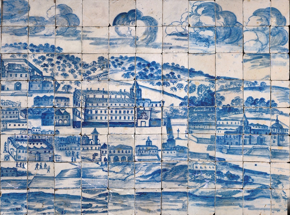 Detail from the azulejo panel ‘Great Vista of Lisbon’, showing the convento do Louriçal, convento do Beato and convento de Santos-o-Novo, c.1700. Museo Nacional do Azulejo. Photograph Carlos Monteiro/© DGPC Detail from the azulejo panel ‘Great Vista of Lisbon’, showing the convento do Louriçal, convento do Beato and convento de Santos-o-Novo, c.1700. Museo Nacional do Azulejo. Photograph Carlos Monteiro/© DGPC