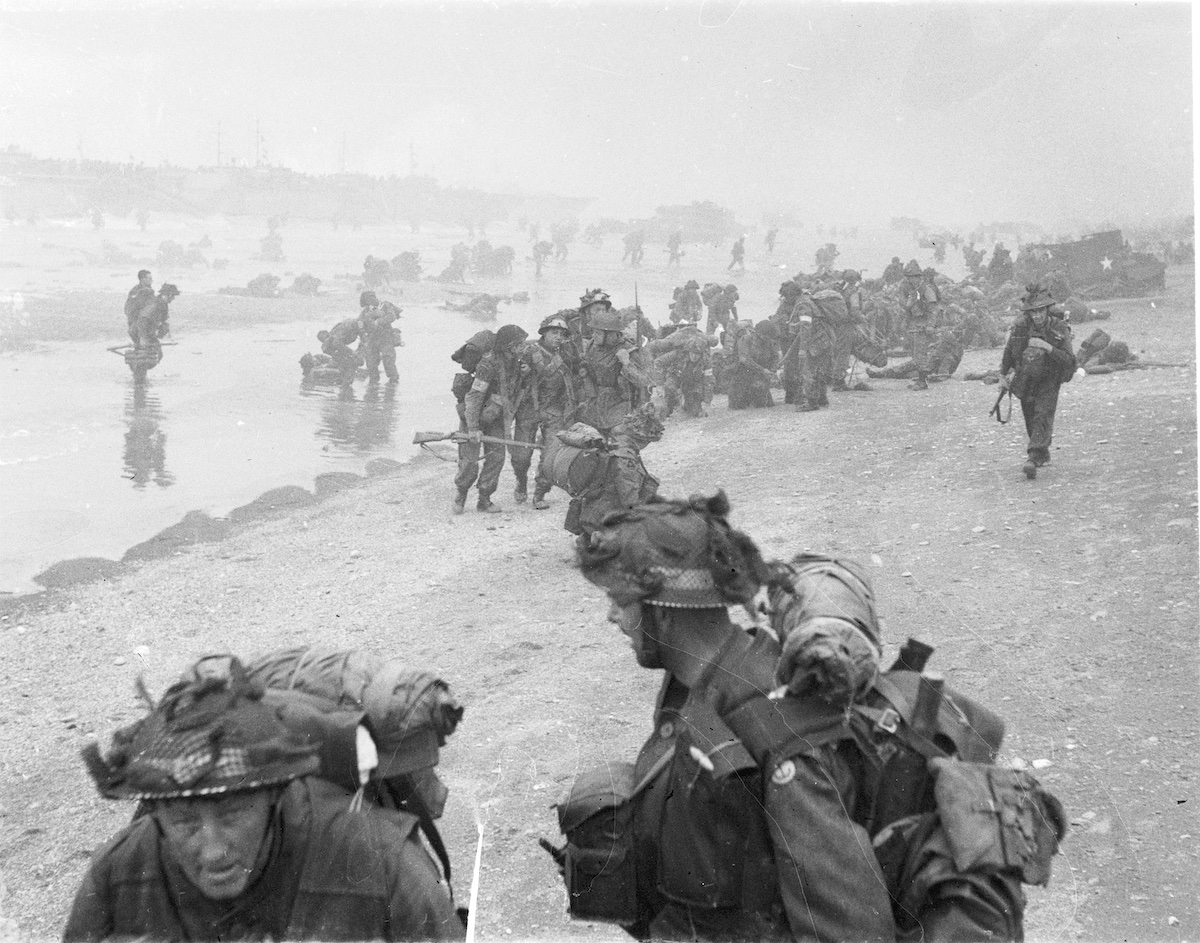 British forces on Sword Beach shortly after landing during the invasion of Normandy, 6 June 1944. Imperial War Museum (B 5114). British forces on Sword Beach shortly after landing during the invasion of Normandy, 6 June 1944. Imperial War Museum (B 5114).