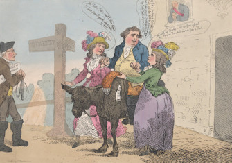 ‘The Departure’, with Edmund Burke in the middle, by Thomas Rowlandson, 29 April 1784. Metropolitan Museum of Art. Public Domain.