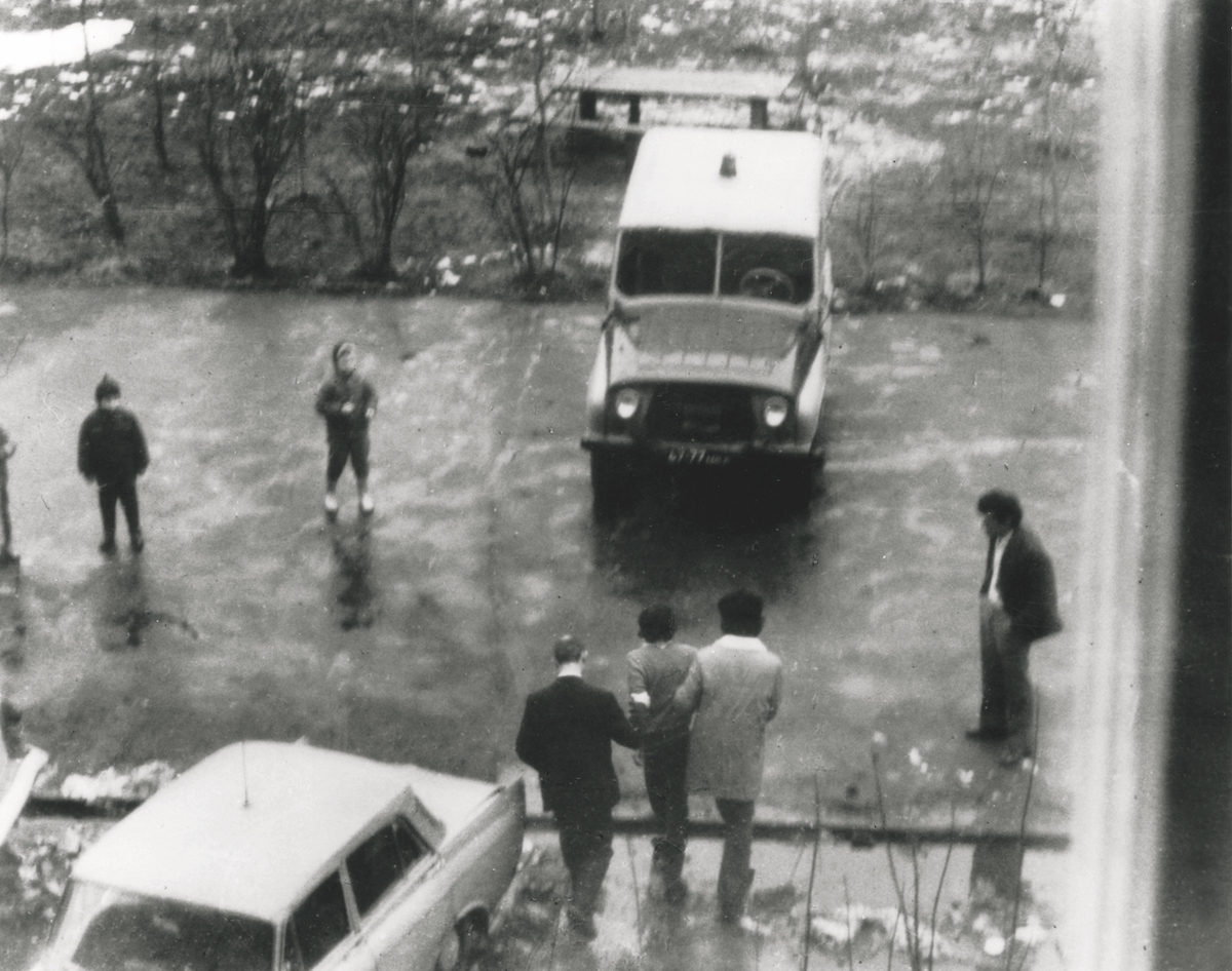 The arrest of Aleksandr Podrebinek by plainclothes KGB men during a Baptist prayer meeting in April 1977. Smith Archive/Alamy Stock Photo. The arrest of Aleksandr Podrebinek by plainclothes KGB men during a Baptist prayer meeting in April 1977. Smith Archive/Alamy Stock Photo.