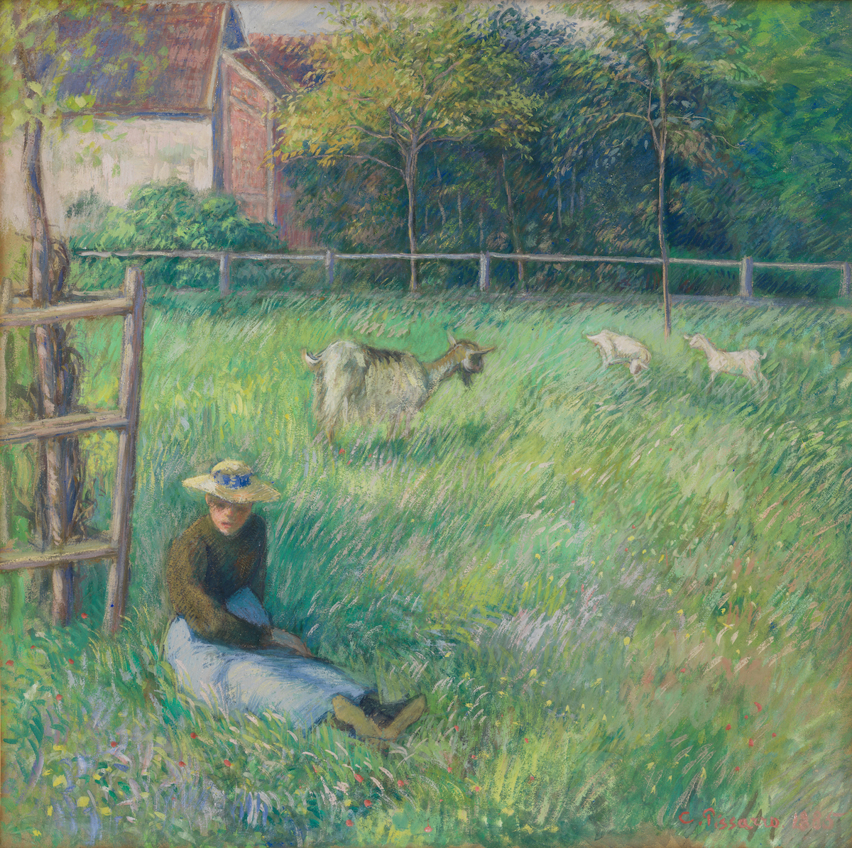 Seated Peasant Woman with Goats, by Camille Pissarro, c. 1885. Metropolitan Museum of Art. Public Domain. Seated Peasant Woman with Goats, by Camille Pissarro, c. 1885. Metropolitan Museum of Art. Public Domain.