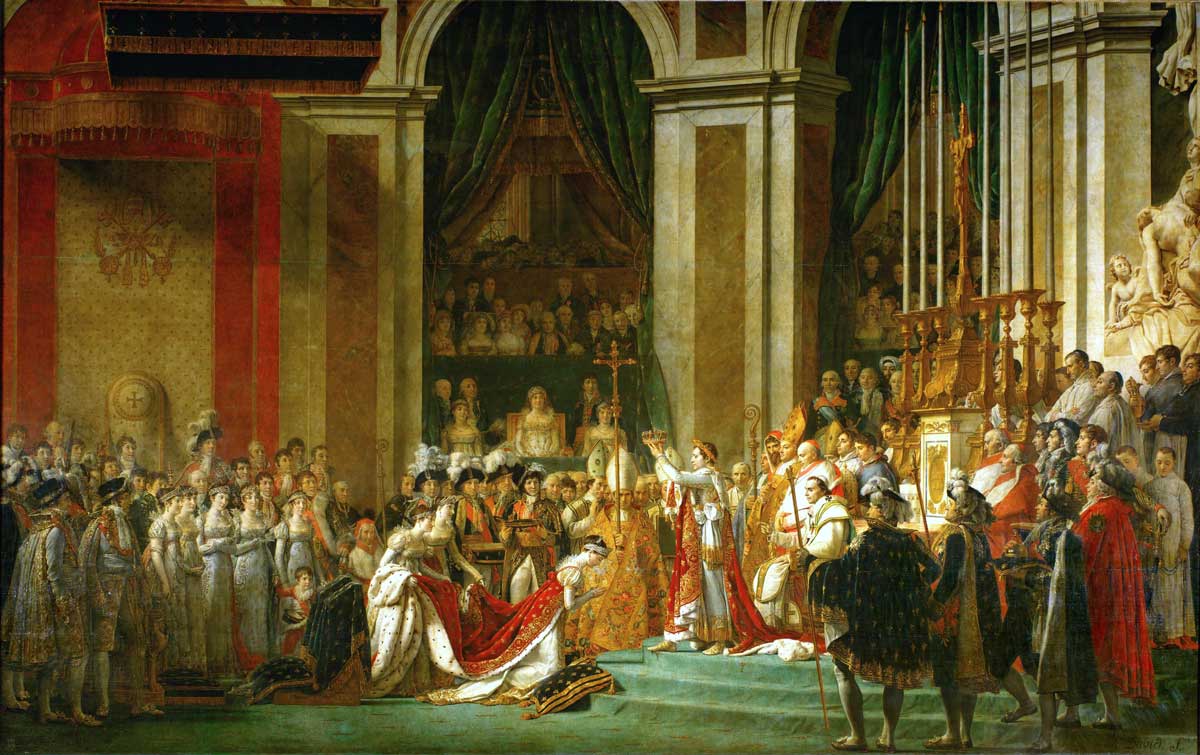 Coronation of Napoleon in Notre-Dame de Paris, December 2, 1804. Louvre/Wiki Commons. Coronation of Napoleon in Notre-Dame de Paris, December 2, 1804. Louvre/Wiki Commons.