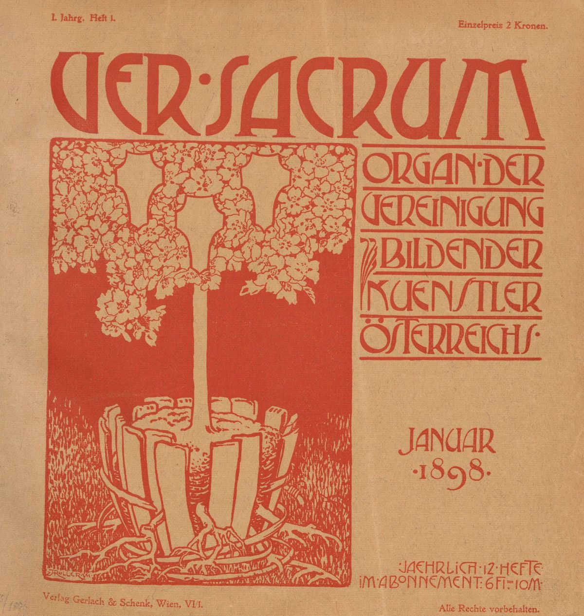 Sacred spring: first edition of Ver Sacrum, the magazine of the Vienna Secession, January 1898. Metropolitan Museum of Art, New York. Public Domain. Sacred spring: first edition of Ver Sacrum, the magazine of the Vienna Secession, January 1898. Metropolitan Museum of Art, New York. Public Domain.